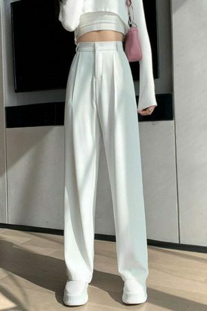 Y2K Streetwear Wide Leg High Waist Floor-Length Trousers