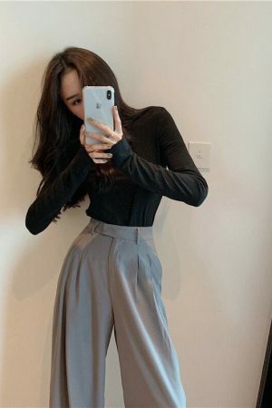 Y2K Streetwear Wide Leg Straight Suit Pants