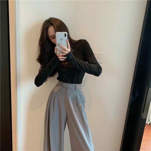 Y2K Streetwear Wide Leg Straight Suit Pants