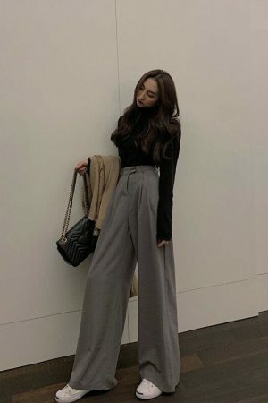 Y2K Streetwear Wide Leg Straight Suit Pants