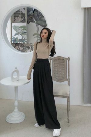 Y2K Streetwear Wide Leg Straight Suit Pants