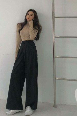 Y2K Streetwear Wide Leg Straight Suit Pants