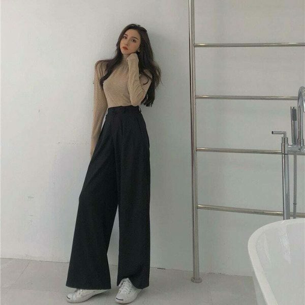 Y2K Streetwear Wide Leg Straight Suit Pants