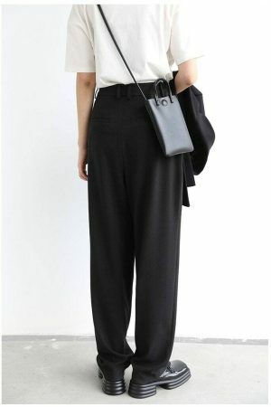 Y2K Streetwear Wide Leg Twill Suit Pants for Women