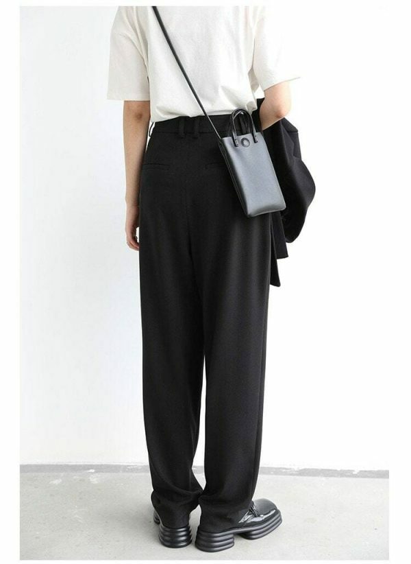 Y2K Streetwear Wide Leg Twill Suit Pants for Women