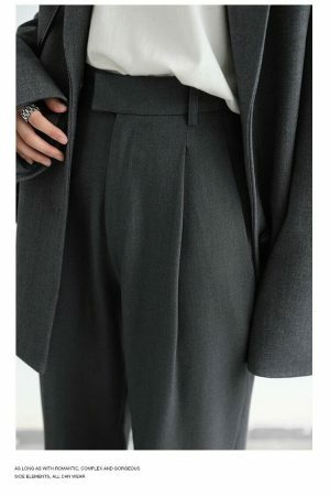 Y2K Streetwear Wide Leg Twill Suit Pants for Women