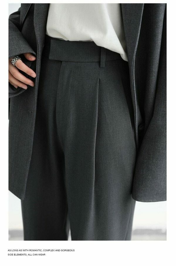 Y2K Streetwear Wide Leg Twill Suit Pants for Women