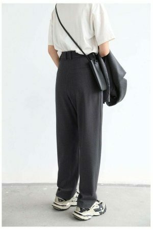 Y2K Streetwear Wide Leg Twill Suit Pants for Women