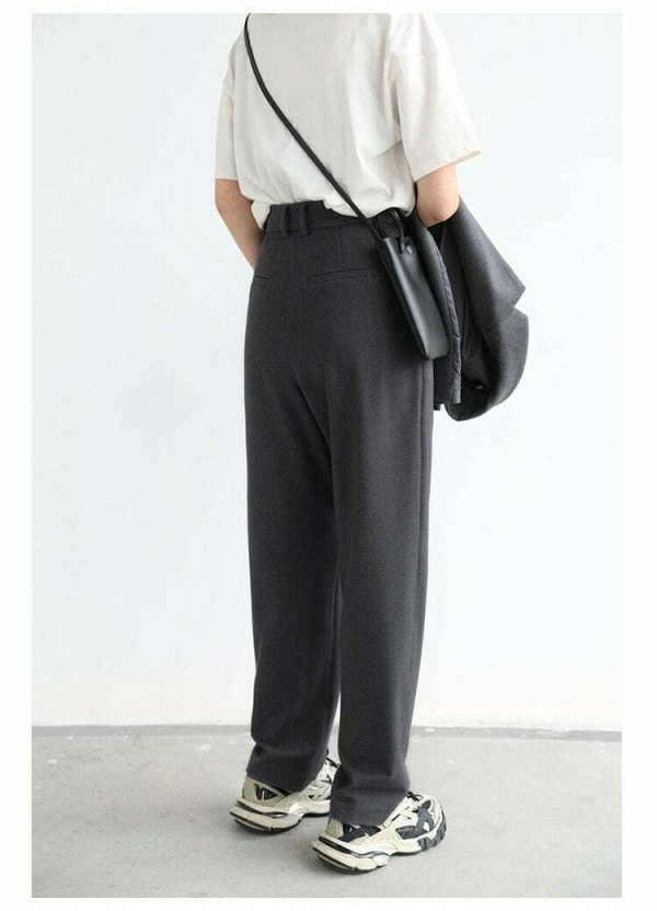 Y2K Streetwear Wide Leg Twill Suit Pants for Women