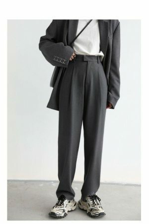 Y2K Streetwear Wide Leg Twill Suit Pants for Women