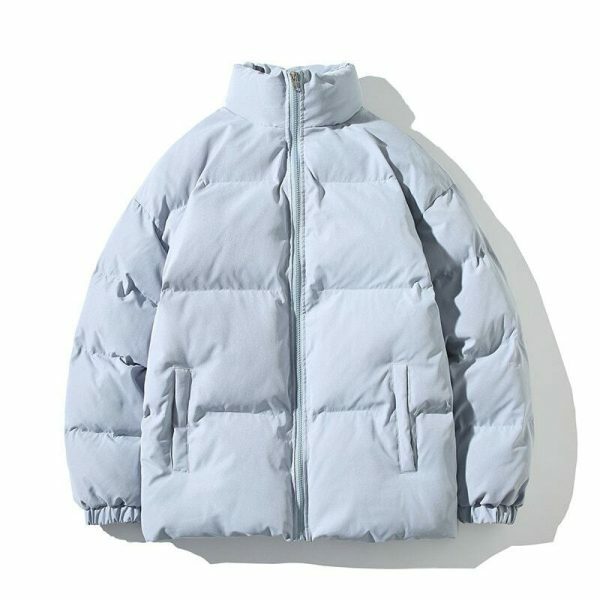 Y2K Streetwear Winter Parka Jacket, Unisex Solid Color Casual Coat