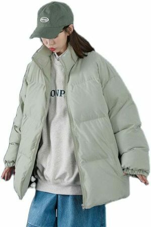 Y2K Streetwear Winter Parka Jacket, Unisex Solid Color Casual Coat