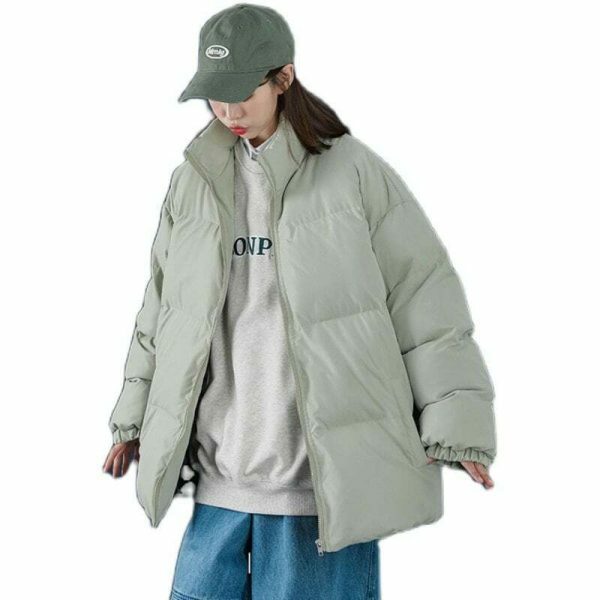 Y2K Streetwear Winter Parka Jacket, Unisex Solid Color Casual Coat