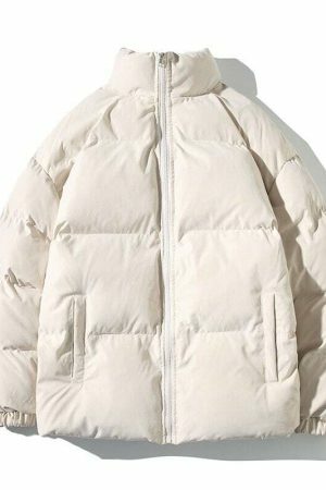 Y2K Streetwear Winter Parka Jacket, Unisex Solid Color Casual Coat