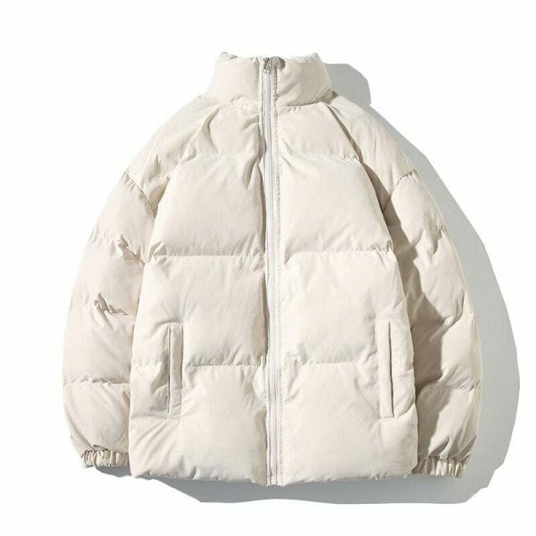 Y2K Streetwear Winter Parka Jacket, Unisex Solid Color Casual Coat