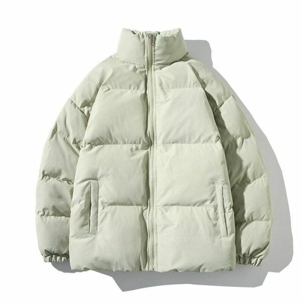 Y2K Streetwear Winter Parka Jacket, Unisex Solid Color Casual Coat