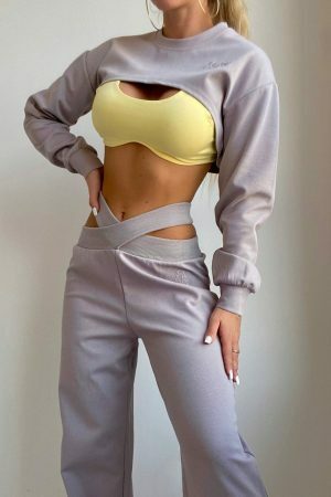 Y2K Streetwear Women's High Waisted Sweatpants & Sweatshirt Set