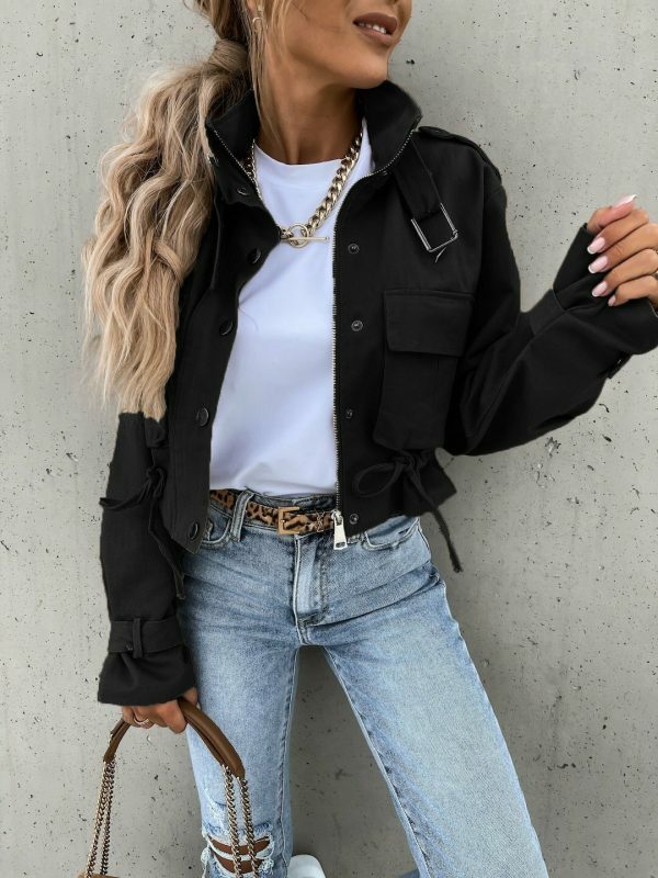 Y2K Streetwear Women's Long Sleeve Motorcycle Jacket - Fashionable Coats & Tops