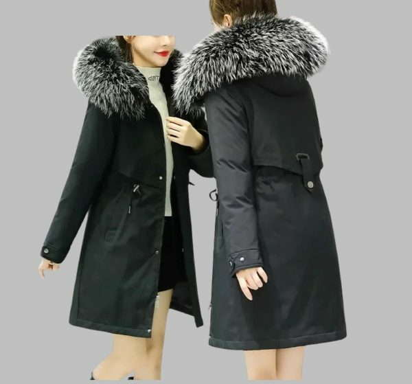 Y2K Streetwear Women's Long Wool Coat with Fur Collar