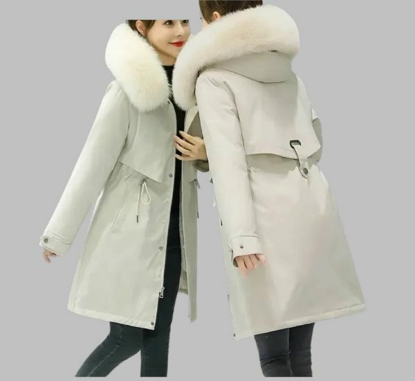 Y2K Streetwear Women's Long Wool Coat with Fur Collar