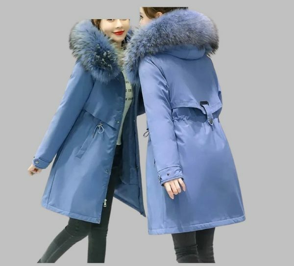 Y2K Streetwear Women's Long Wool Coat with Fur Collar