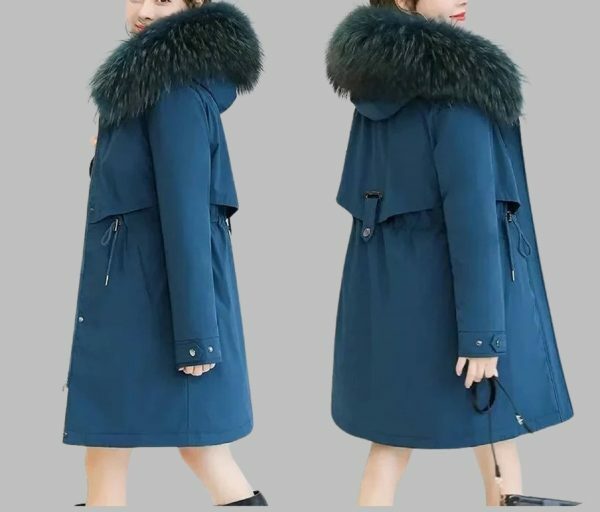 Y2K Streetwear Women's Long Wool Coat with Fur Collar