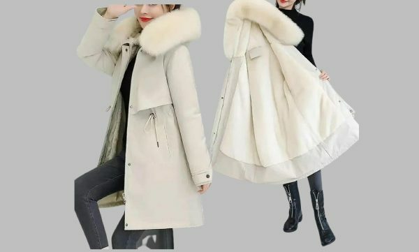 Y2K Streetwear Women's Long Wool Coat with Fur Collar