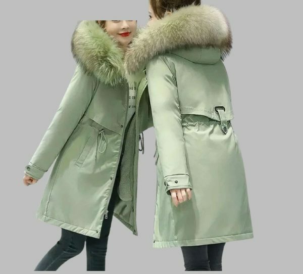 Y2K Streetwear Women's Long Wool Coat with Fur Collar