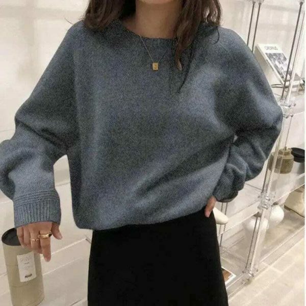 Y2K Streetwear Women's Loose Knitted Sweater Warm Fall Knitwear