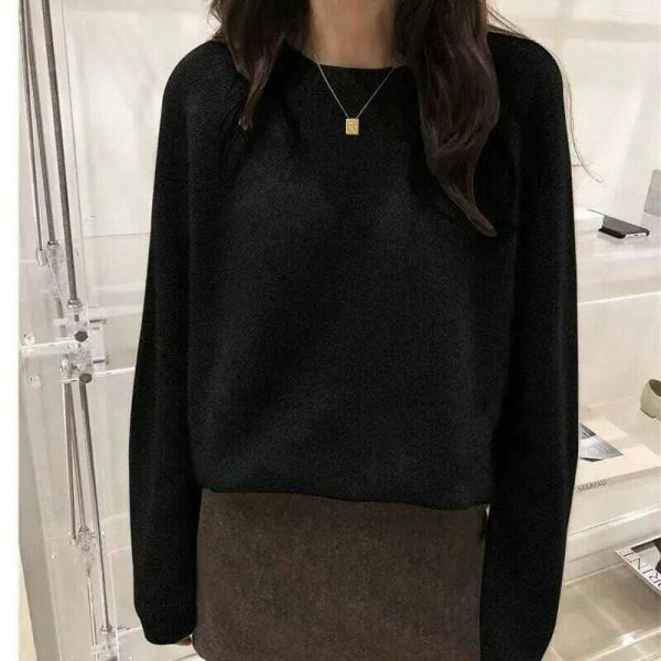 Y2K Streetwear Women's Loose Knitted Sweater Warm Fall Knitwear