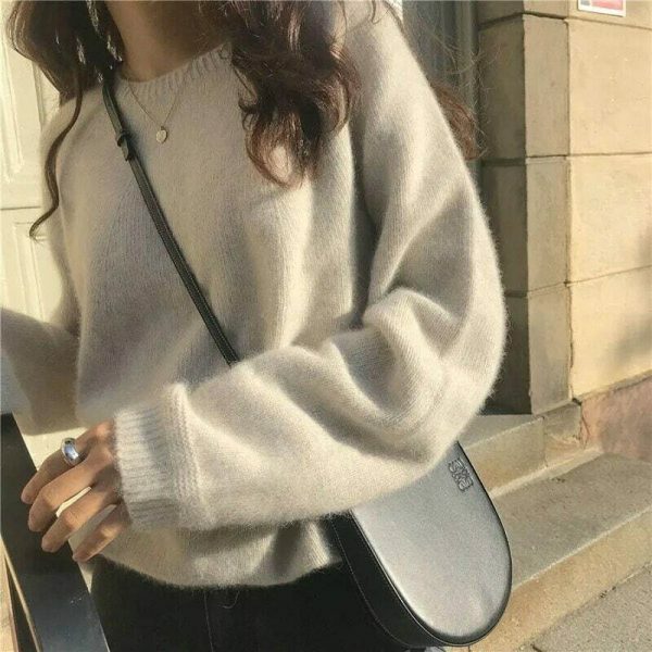 Y2K Streetwear Women's Loose Knitted Sweater Warm Fall Knitwear