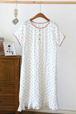 Y2K Streetwear Women's Summer Cotton Nightgown Dress