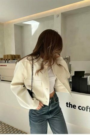 Y2K Streetwear Women's Vintage Bomber Jacket with Pockets