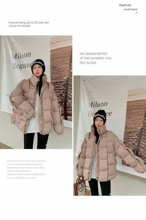 Y2K Streetwear Women's Winter Puffer Jacket - Thick Knitted Down Coat