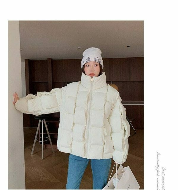 Y2K Streetwear Women's Winter Puffer Jacket - Thick Knitted Down Coat