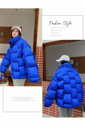 Y2K Streetwear Women's Winter Puffer Jacket - Thick Knitted Down Coat