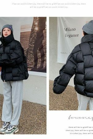 Y2K Streetwear Women's Winter Puffer Jacket - Thick Knitted Down Coat