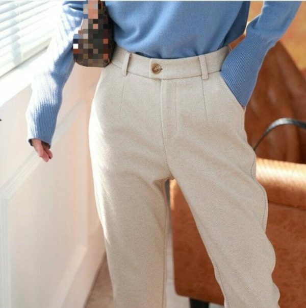 Y2K Streetwear Woolen Harem Pencil Pants for Women