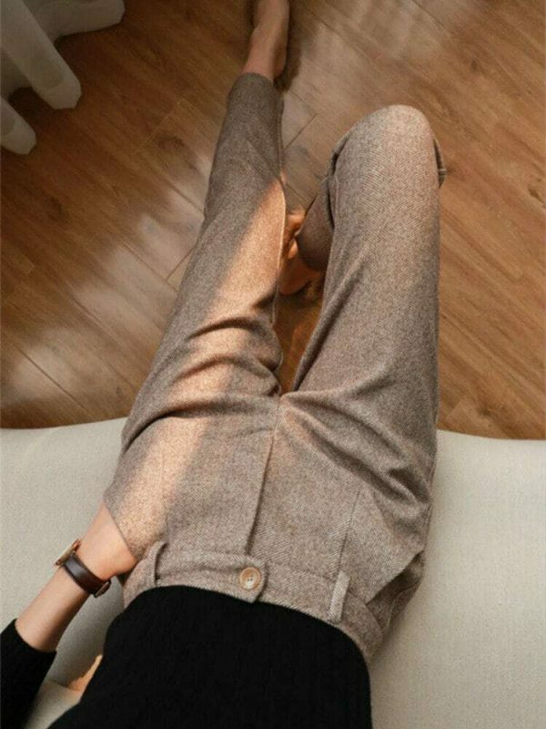 Y2K Streetwear Woolen Harem Pencil Pants for Women