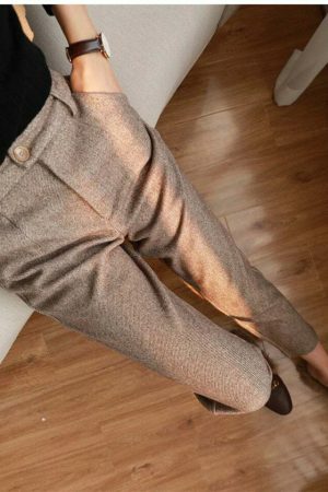 Y2K Streetwear Woolen Harem Pencil Pants for Women