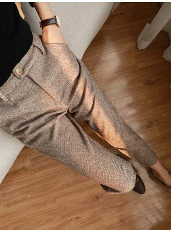 Y2K Streetwear Woolen Harem Pencil Pants for Women