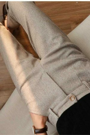 Y2K Streetwear Woolen Harem Pencil Pants for Women