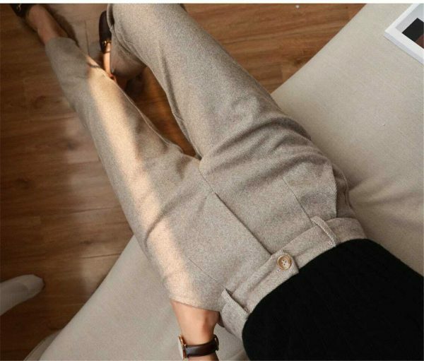 Y2K Streetwear Woolen Harem Pencil Pants for Women