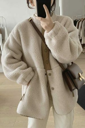 Y2K Streetwear Woolen Oversize Coat for Women, Casual Thick Parkas, Winter Long Wool Top Coat