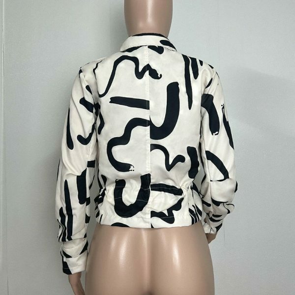 Y2K Streetwear Zip-Up Coat with Printed Design