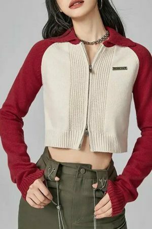 Y2K Streetwear Zip-Up Sweater