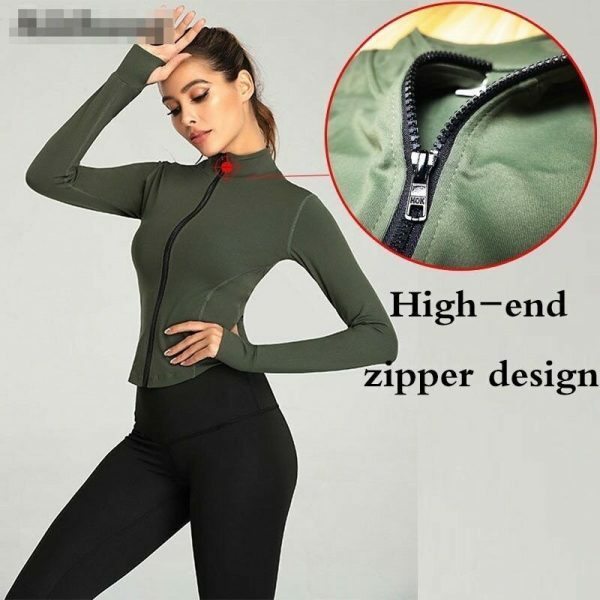 Y2K Streetwear Zip-up Yoga Top with Thumb Holes | Stretchy Long Sleeve Crop Top