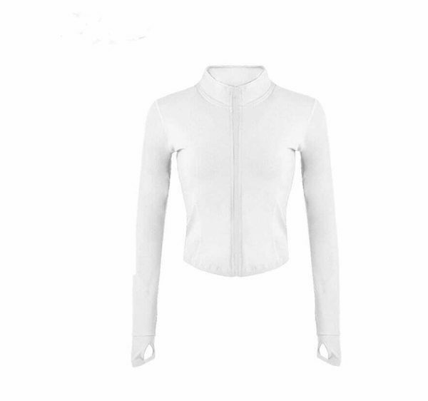 Y2K Streetwear Zip-up Yoga Top with Thumb Holes | Stretchy Long Sleeve Crop Top