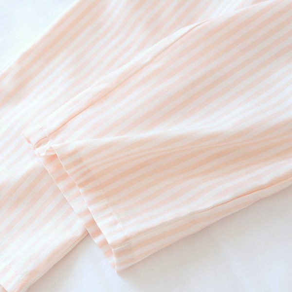 Y2K Striped Cotton Pajama Set for Couples - Long Sleeve Streetwear Fashion