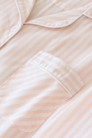 Y2K Striped Cotton Pajama Set for Couples - Long Sleeve Streetwear Fashion